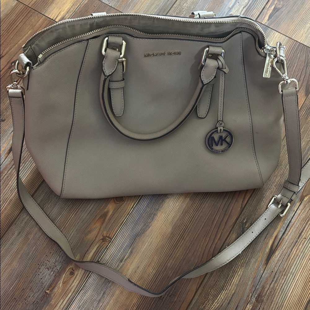 Michael Kors Soft Taupe Leather Satchel Handbag